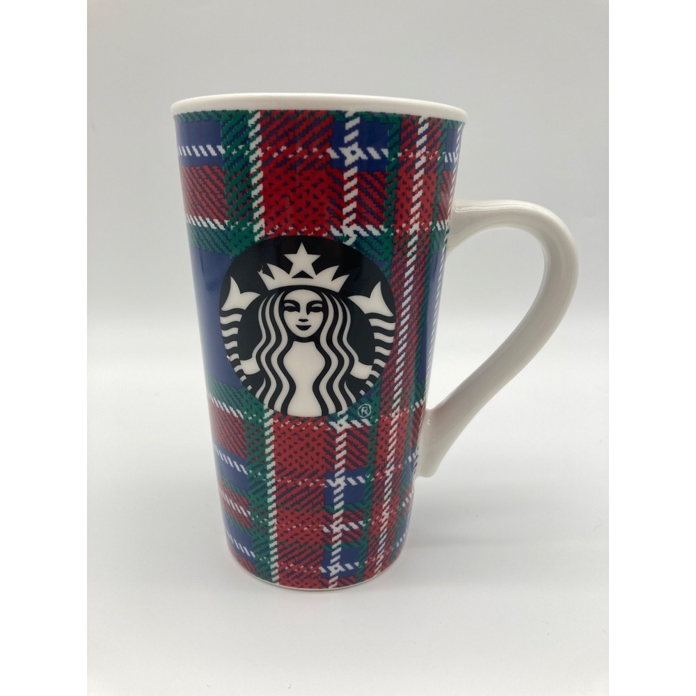 Starbucks 2017 Holiday Tartan Plaid Ceramic Coffee Mug Venti Large 18 oz